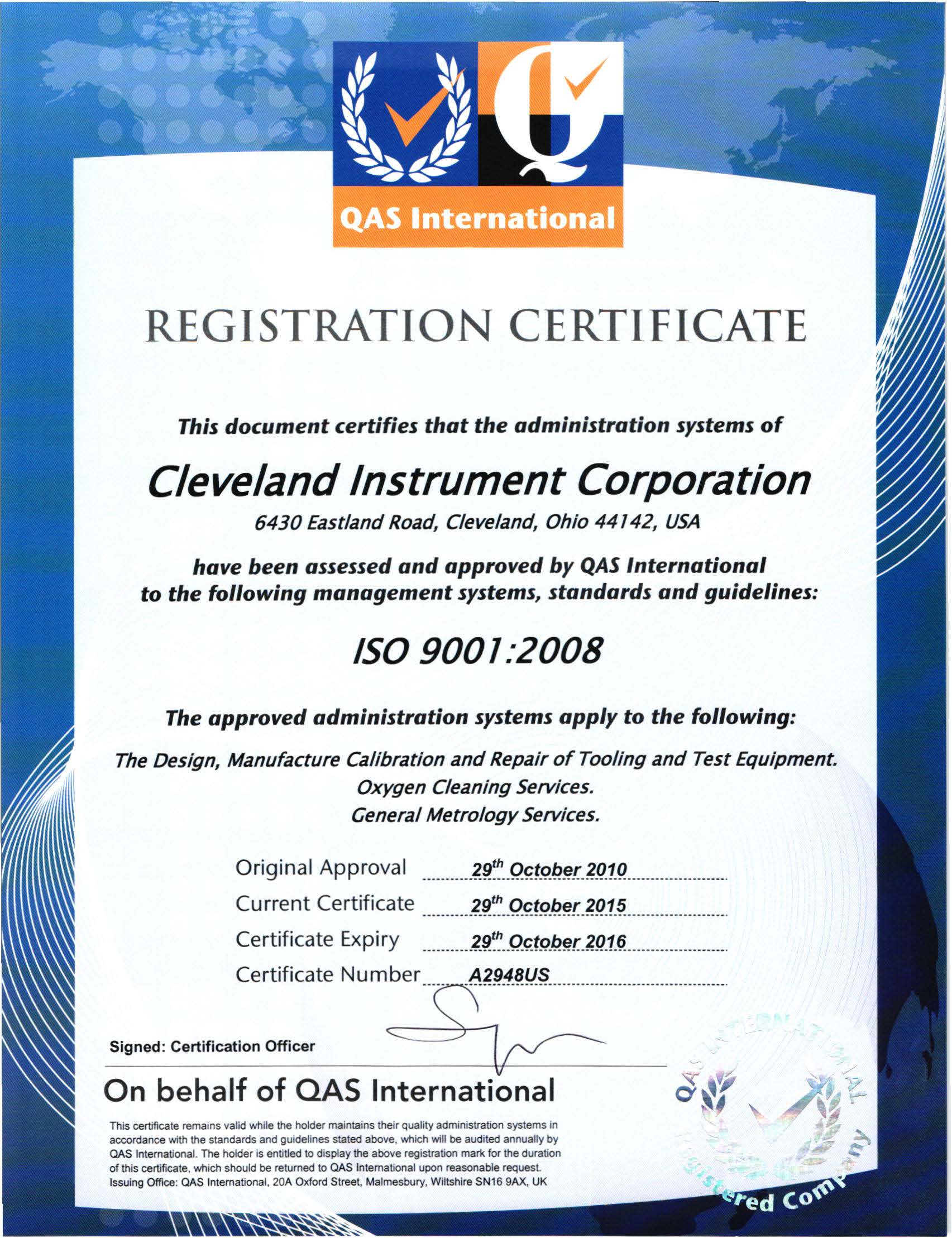 Oxygen Cleaning Services Cleveland Instrument