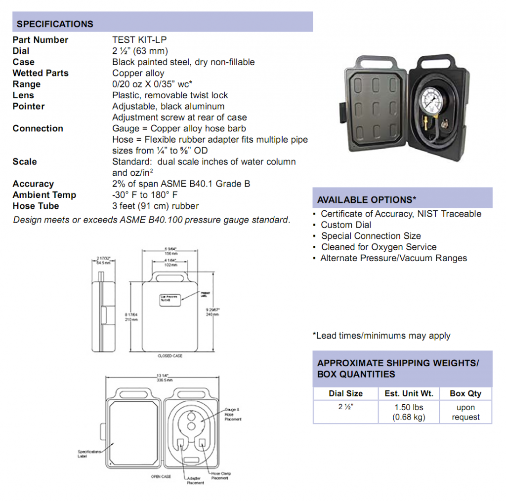 Low Pressure Test Kit Cleveland InstrumentCIC